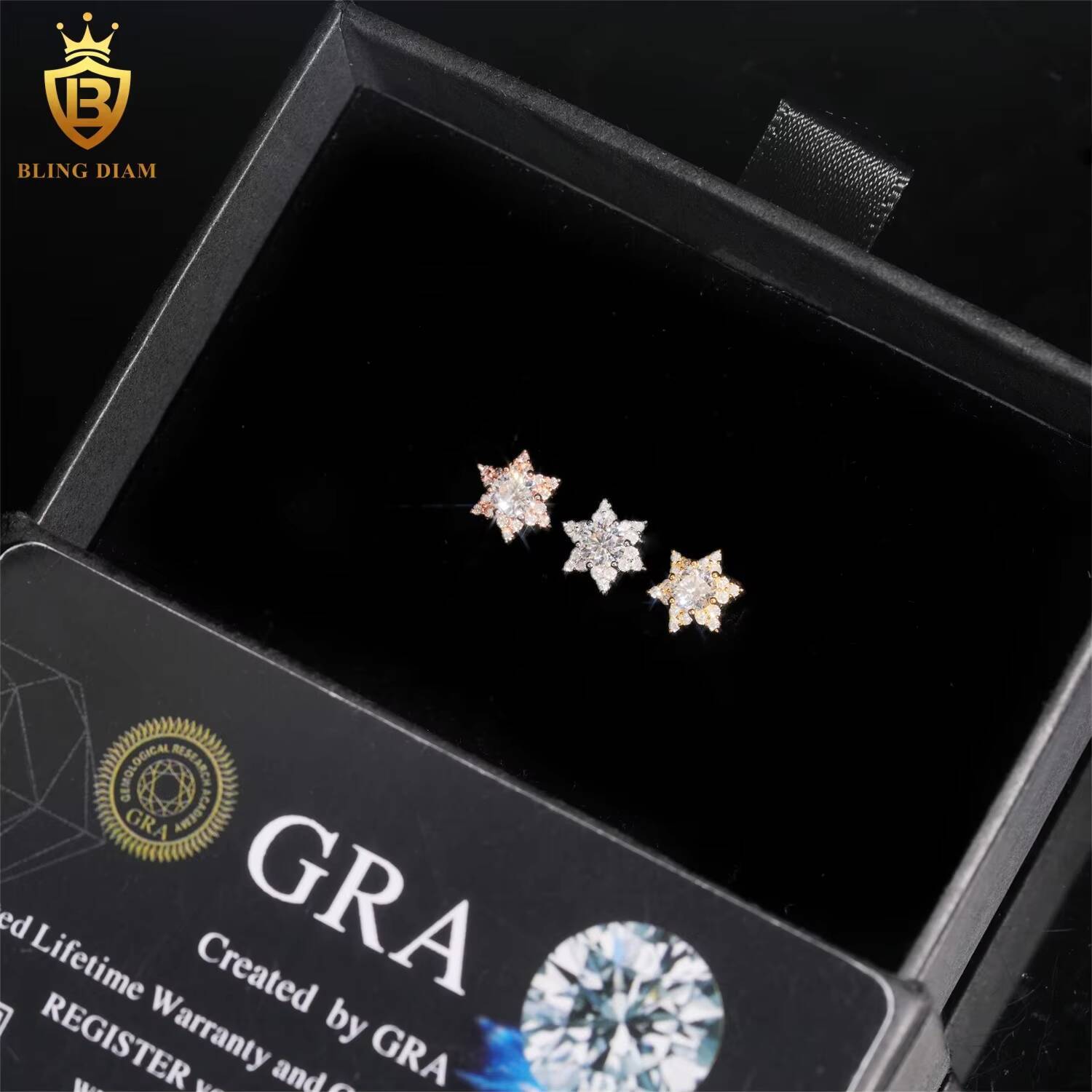 Hot Sale Custom 925 Sterling Silver Stud Earrings VVS Moissanite Iced Out High Demand Moissanite Jewelry