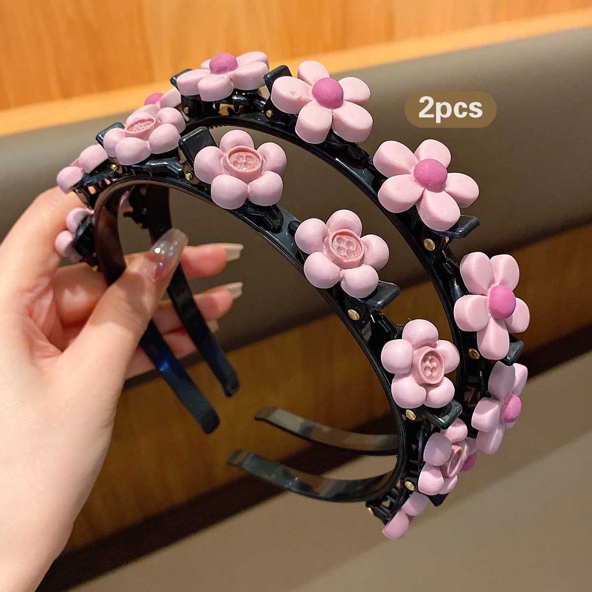 2 Little Girls New Braided Hair Band Flower Childrens Hair Accessory X250812