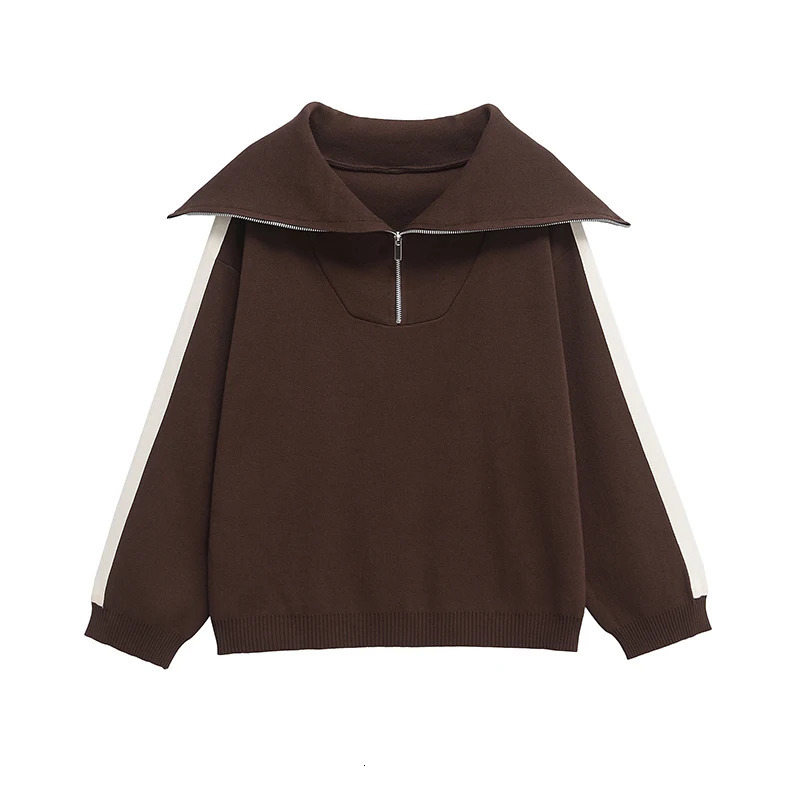 Willshela Women Fashion 2 Piece Set Brown Pullover Sweatshirts Vintage High Elastic Waist Trousers Feamle Chic Lady Pants Sets 250805