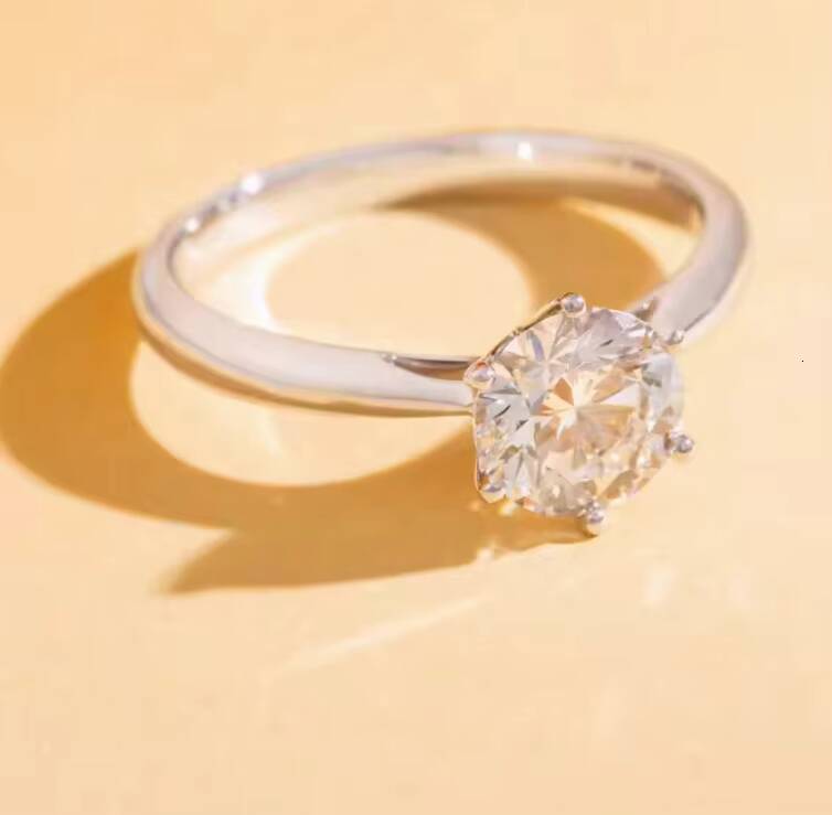 High Quality Classic 6 Prongs Ring With IGI Certificate 14K 18K Real Rose Gold Shinny Lab Diamond Ring for Women