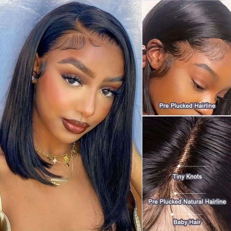 150% Density 13X4 Short Bob Pre Plucked With Baby Straight 13X4 Transparent Lace Front Human Hair Wigs For Women