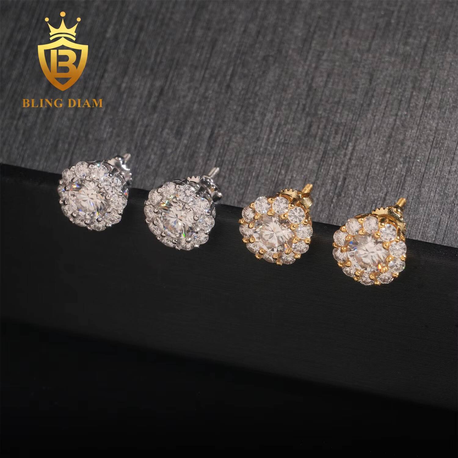 New Fashion Fine Jewelry Iced Out Flower Cluster Earrings 925 Sterling Silver VVS Moissanite Stud Earrings