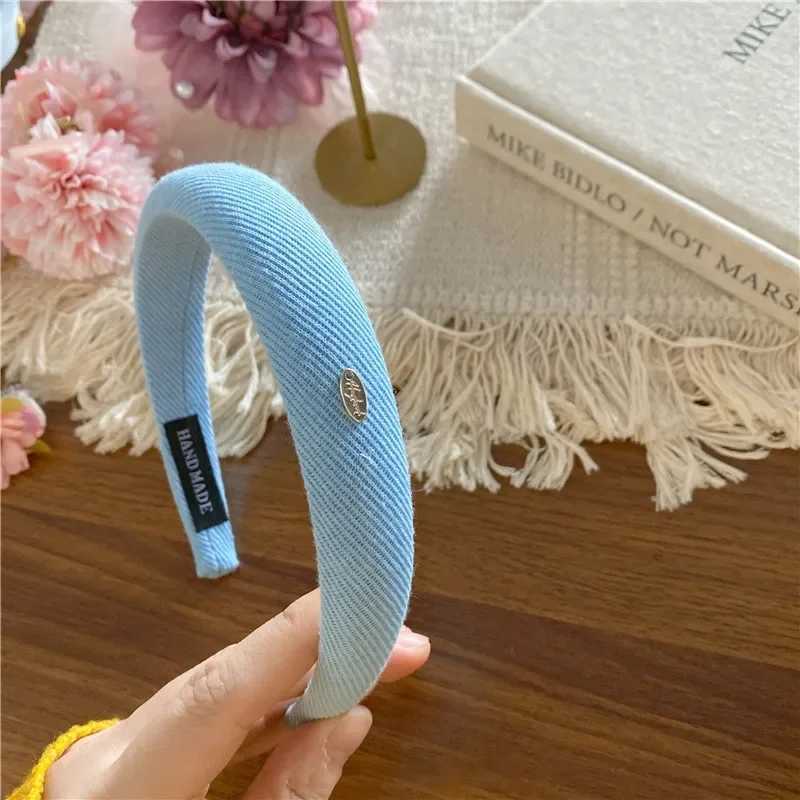 New Sponge Band for Wen Elegant Gold Label Blue Wide Brimmed Hair Band Fashion Girl Face Wash Hair Hoop X250812