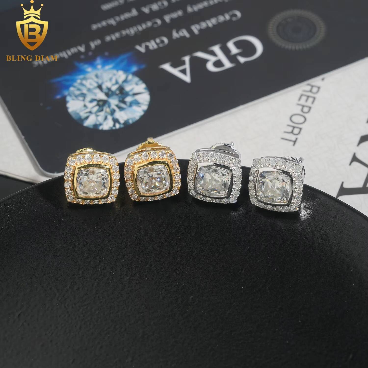 Fashion Jewelry 925 Sterling Silver Gold Plated Vvs1 Moissanite Iced Out Cross Long Earrings Handmade Wholesale Collection