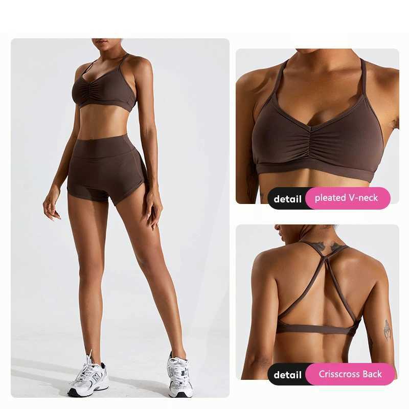 Hearuisavy Scrunch Sports Bra Gym Top Women Running Back Cross Top Women Sportswear Underwear Fitness Workout Clothes Z250812