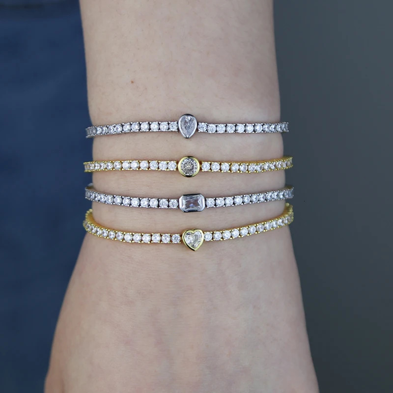 5A Cubic Zirconia High Quality Iced Out Bling Girl Women Jewelry 17cm 19cm Slim 2.5MM CZ Tennis Chain Geometric Bracelet 250807