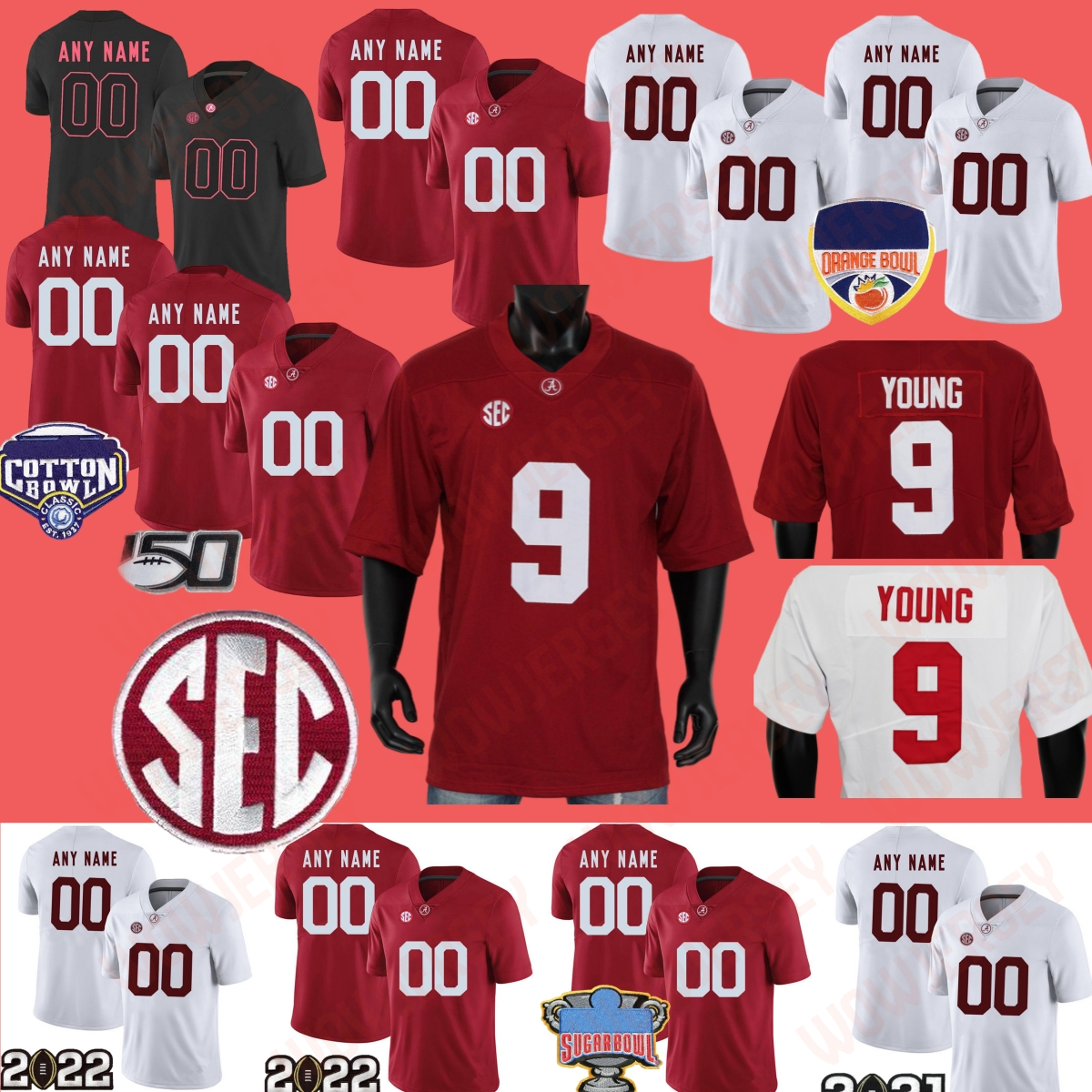 Alabama Crimson Tide Bryce Young Football Jersey Jermaine Burton Jahmyr Gibbs Battle Richard Young Cameron Latu Jameson Williams John Metchie III Roydell William