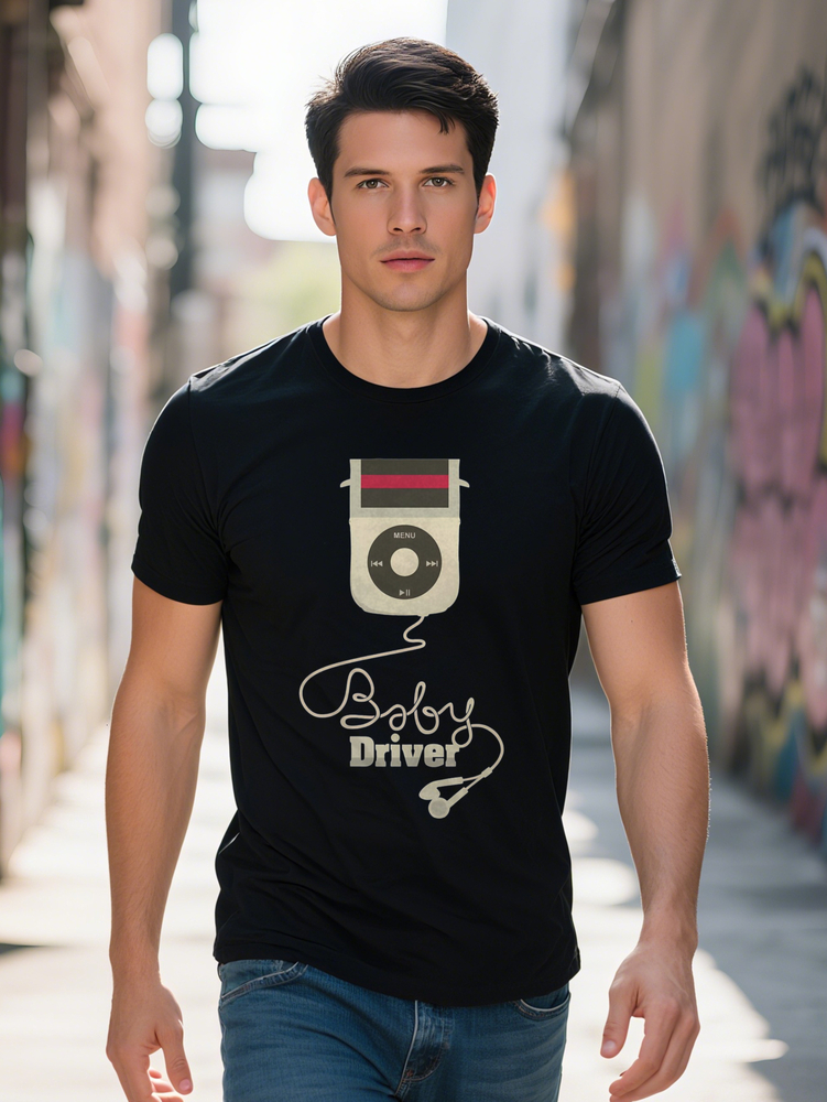 Men s Round Neck T Shirt with Retro Cassette Tape Graphic Black Short Sleeve Summer Top Comfortable Fit Casual Attire