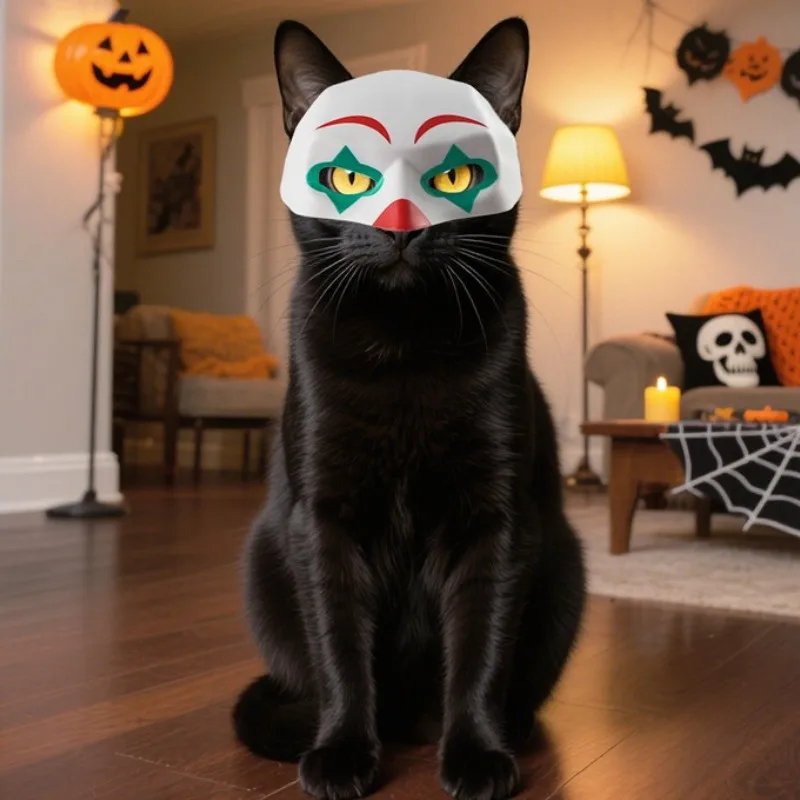 1pcs New cat Batman, Joker 3D mask, suitable for Halloween cosplay, photo,Halloween animal costume decoration, trendy pet accessories