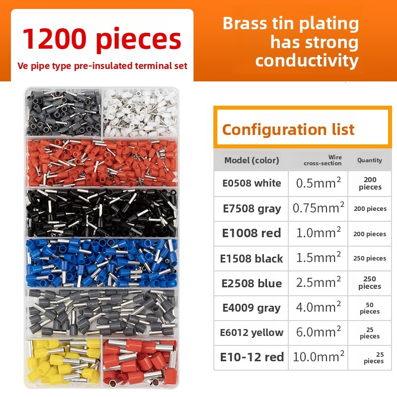 VE European Tube Type Wiring Terminal Combination Boxed Special Set Crimping Pliers 6-4