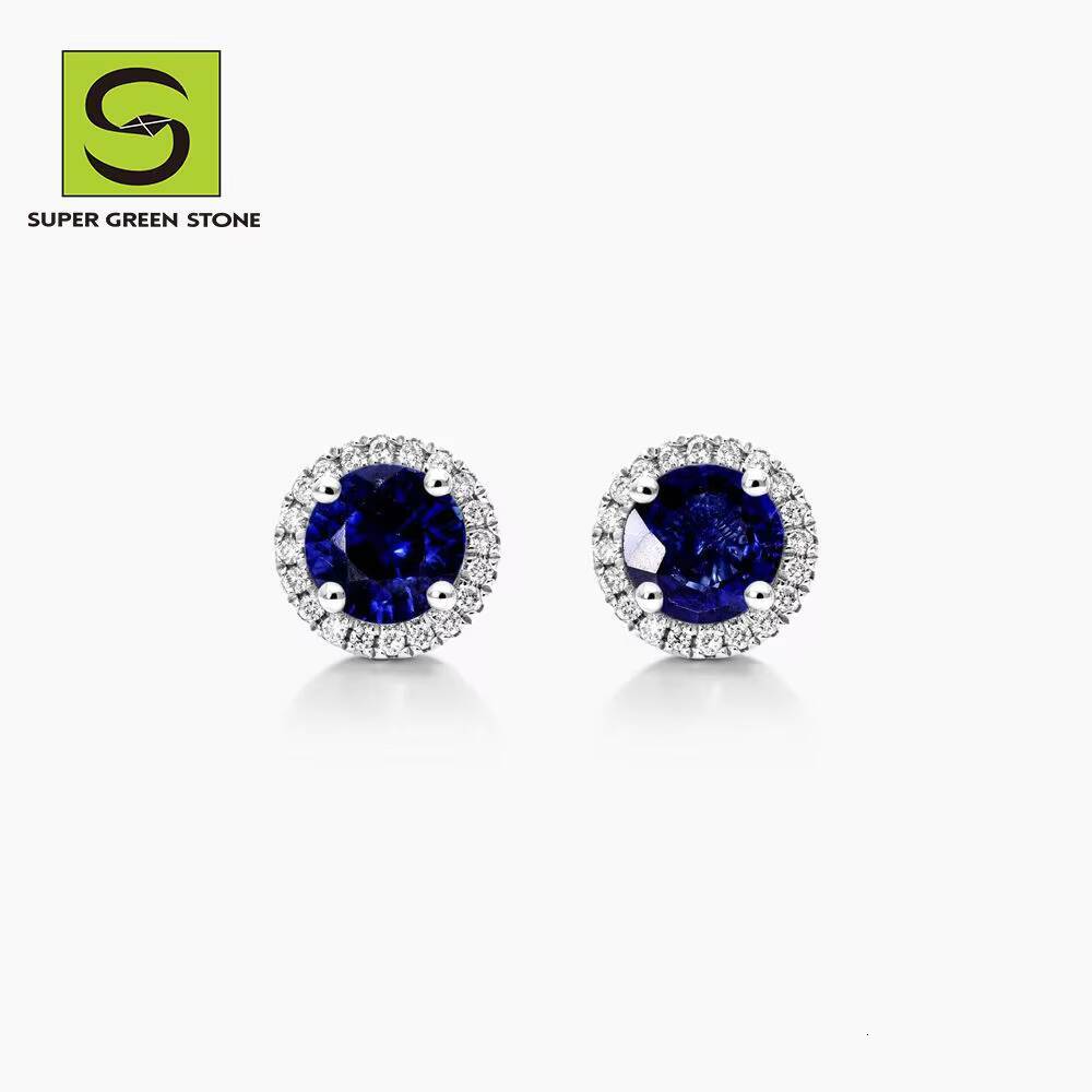 SuperGS SGSE039 Symbolic Gift Fine Synthetic Wholesale Jewelry Round 14k 18k Gold Stud Diamond Earrings for Girls for Birthday