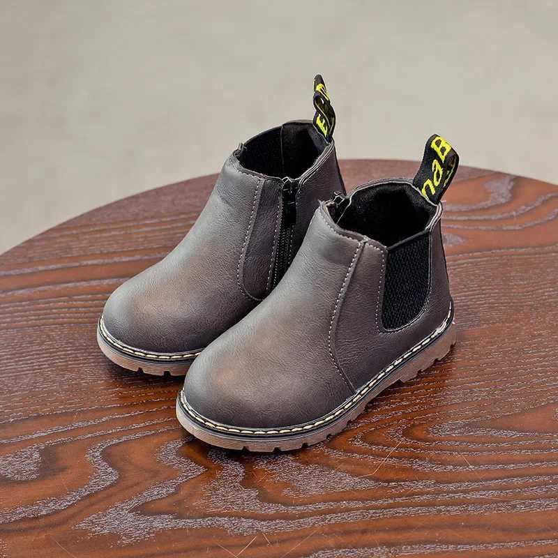 New Kids Fashion Boots for Boys Girls Toddlers Big Children Ankle Boots with Zipper Warm Thick Plush Autumn Winter Chelsea Boots XJ250812