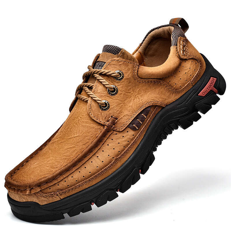 First Layer Cowhide Genuine Thick Sole Wear-Resistant Men's Leather Outdoor Casual Hiking Shoes