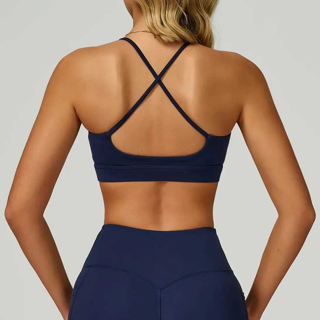 Summer Sexy Cross Beauty Back Sports Bras Women Fitness Vest Sports Top Bra Running Fitness Breathable Shockproof Bra Z250812