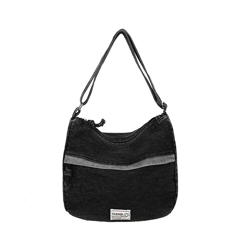 Denim Women New Fashion Wide Strap Single Shoulder Large Capacity Tote Crossbody Bag
