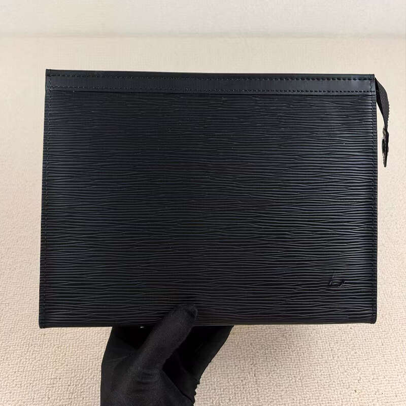 Designer Clutch Bag Men and Women Luxury Handbags Water Ripple Classic Large Capacity Brown Purses Business POUCH Wash Bags New Black