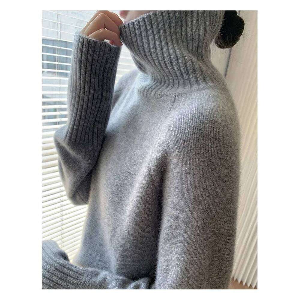 Women's Turtleneck Cashmere Sweater Loose Thickened Pullover Korean Style Lazy Wind Heavy For Autumn Winter MDNG 20250811