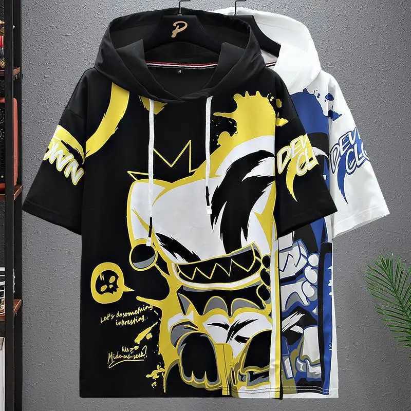 2022 Summer Mens Hoodies Japan Fashion Streetwear Short Sleeve Sweatshirts Men Casual Men CloTHed Harajuku Hoodies Men Y250811