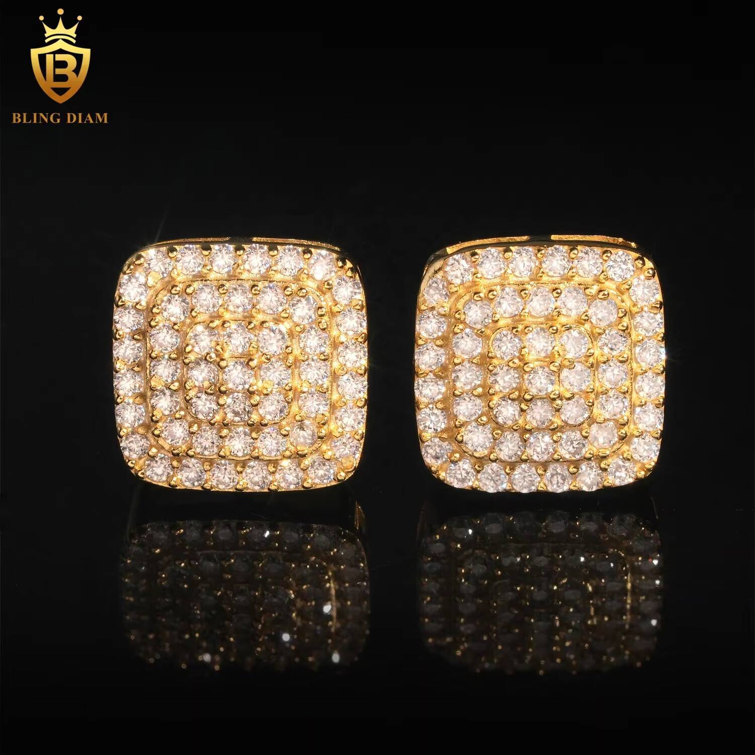 Wholesale Price Iced Out 925 Sterling Silver Diamond VVS Moissanite Stud Earrings