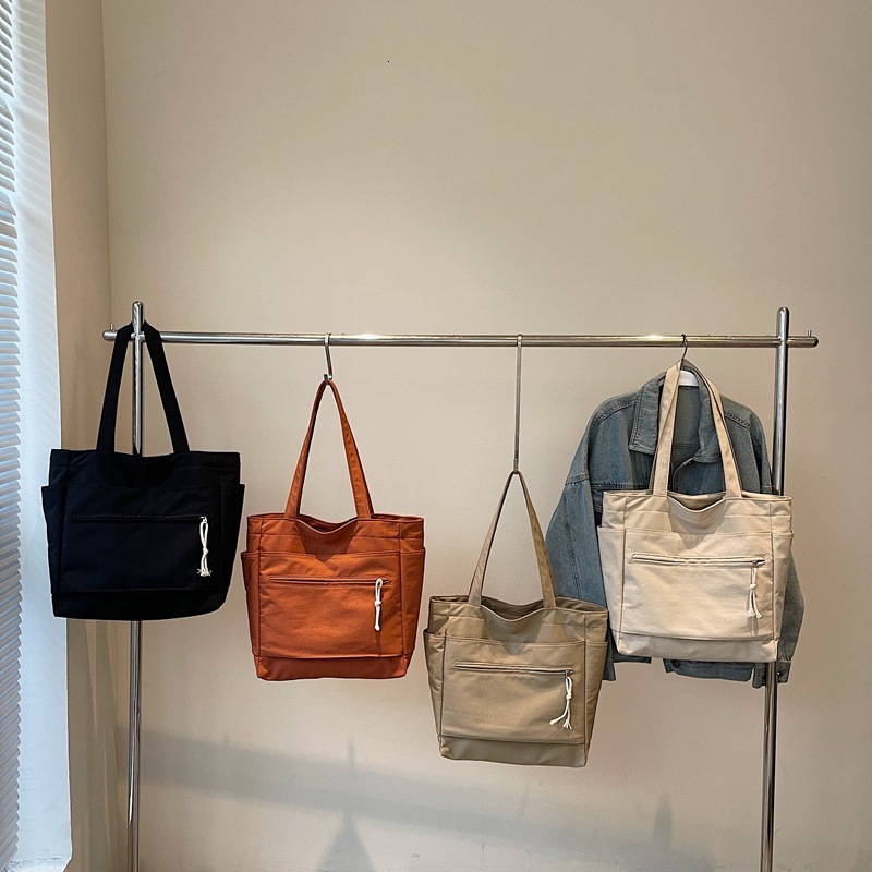 Ins Style College Student Large Capacity Shoulder Nylon Fabric for Women Korean Version Versatile Commuter Tote Bag