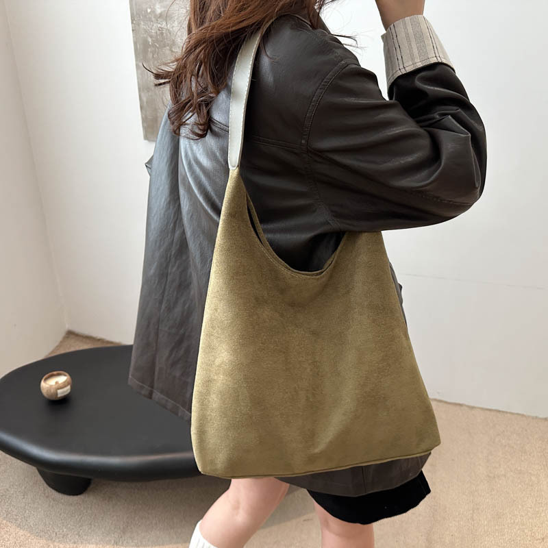 Korean Style Fashionable New Large Capacity Casual Fashion Suede Women s Single Shoulder Tote Bag ddmymarket
