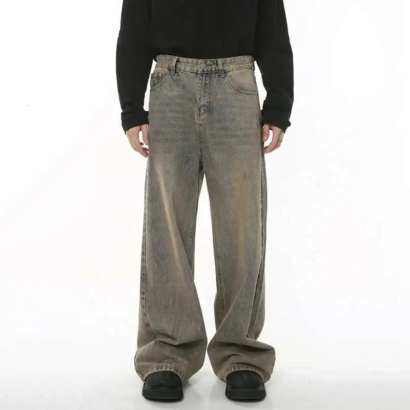 IEFB Spring Mens Baggy Jeans Worn Out Loose Wide Leg Denim Pants Chic Distressed Streetwear Vintage Male Trousers 9C 250811