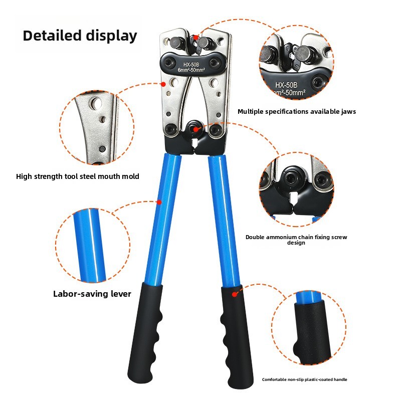 HX-50B Wire Naked Terminal YO Aluminum Cable Copper Lugs Cold Crimping Pliers 6-50mm² hot-sale products