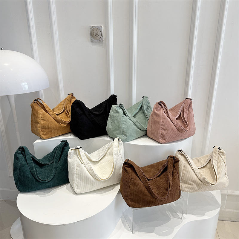 Large Capacity Simple Fresh New Fashion Casual Corduroy Single Shoulder Crossbody Tote Bag for Women ddmymarket