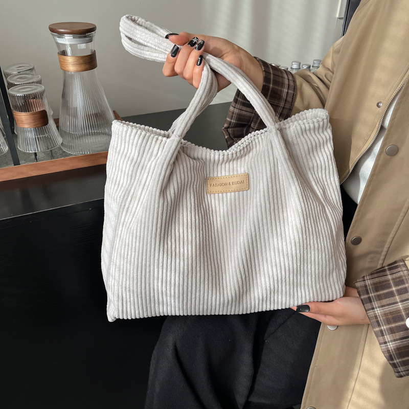 Korean Style Lazy Handbag New Corduroy Single Shoulder Underarm for College Students Large Capacity Commuter Bag