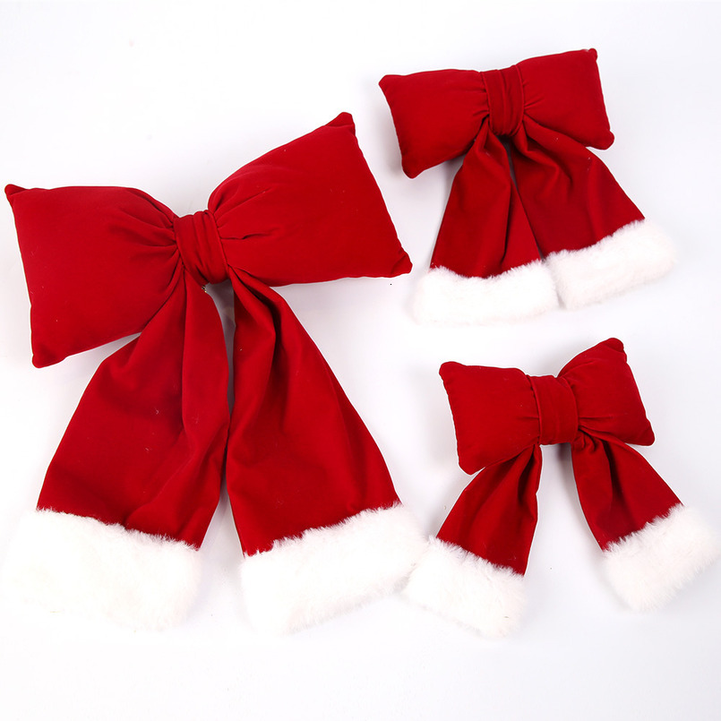 New Veet Handmade Cotton-Filled 3D Bow Christmas Tree Wreath Decoration Accessories Hanging Ornament