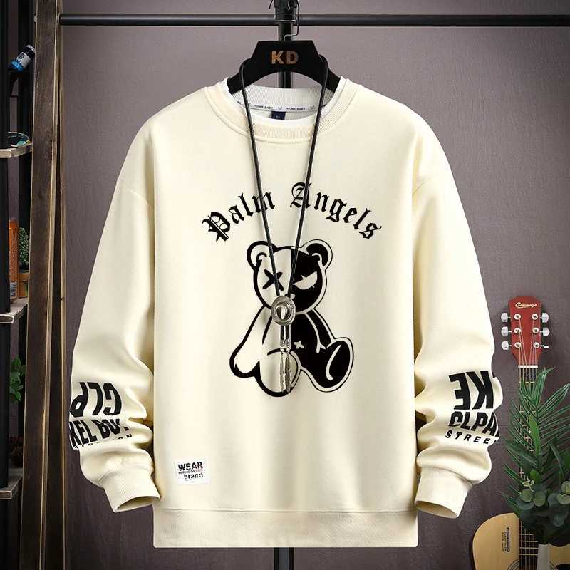 High Street Style Mens S-5XL Oversized Sweatshirts Hoodies Cartoon Hip Hop Bear Print Long-sleeved T-shirt Korean Streetwear Y250811
