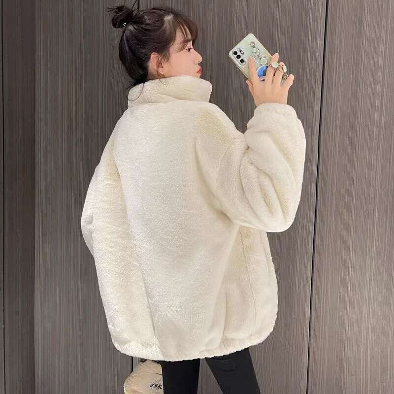 Hairy coat for women in winter, young, cute, environmentally friendly, imitation mink fur, loose collar, short fur