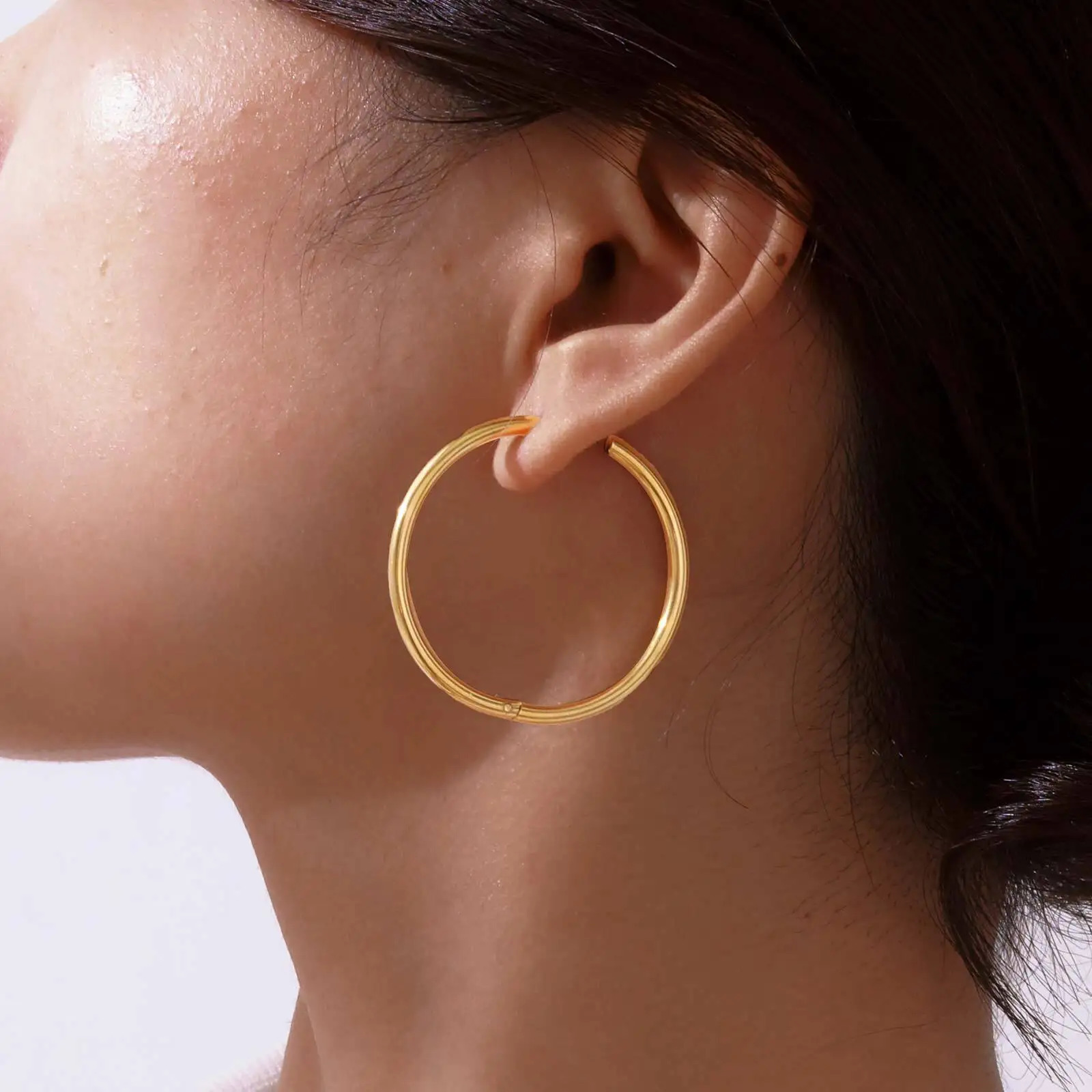Minimalist Circle Hoop Earrings for Women Simple Stainless Steel Round Earring 250805