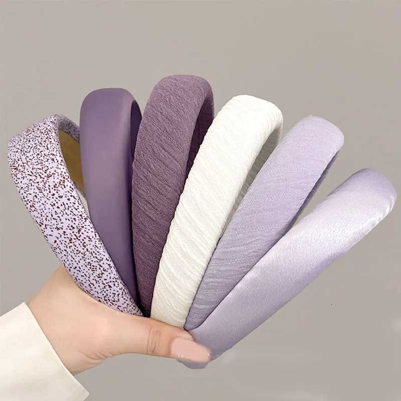 Fashion Purple Satin Hairbands For Women Sweet Wide Brimmed Band Simple Striped Hair Accessories X250812