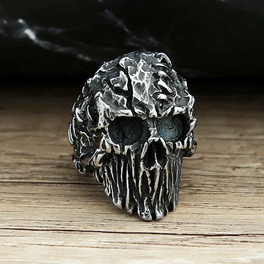 Gothic Vintage Black Devil Skull Rings Steampunk Stainless Steel Skull Ring Mens Hiphop Motorcycle Rock Biker Jewelry Wholesale 250812