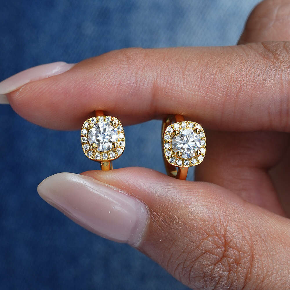 Designer Jewelry Square Bag S Pure Sier Moissanite Earrs Luxurious Designer Classic High-end Design