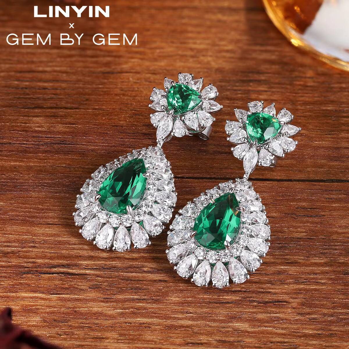 Hot Sales Lab Grown Emerald Earrings Silver 925 2ct Lab Emerald Water Drop Price Lab Grown Emerald Gift for Women