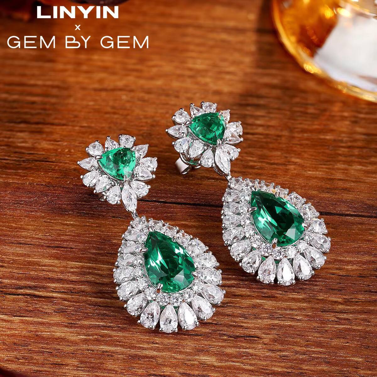 Hot Sales Lab Grown Emerald Earrings Silver 925 2ct Lab Emerald Water Drop Price Lab Grown Emerald Gift for Women