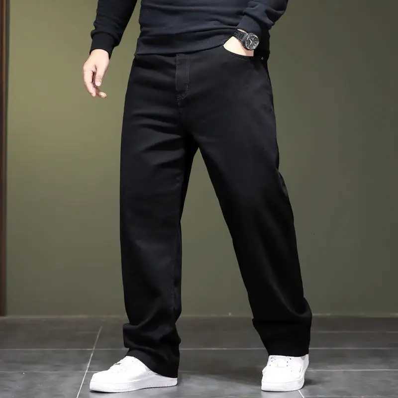 Man Black Jeans Big Size Denim Fabric Pants for Fat People 45-150kg Men Wide Leg Jeans Mens Pants X250812