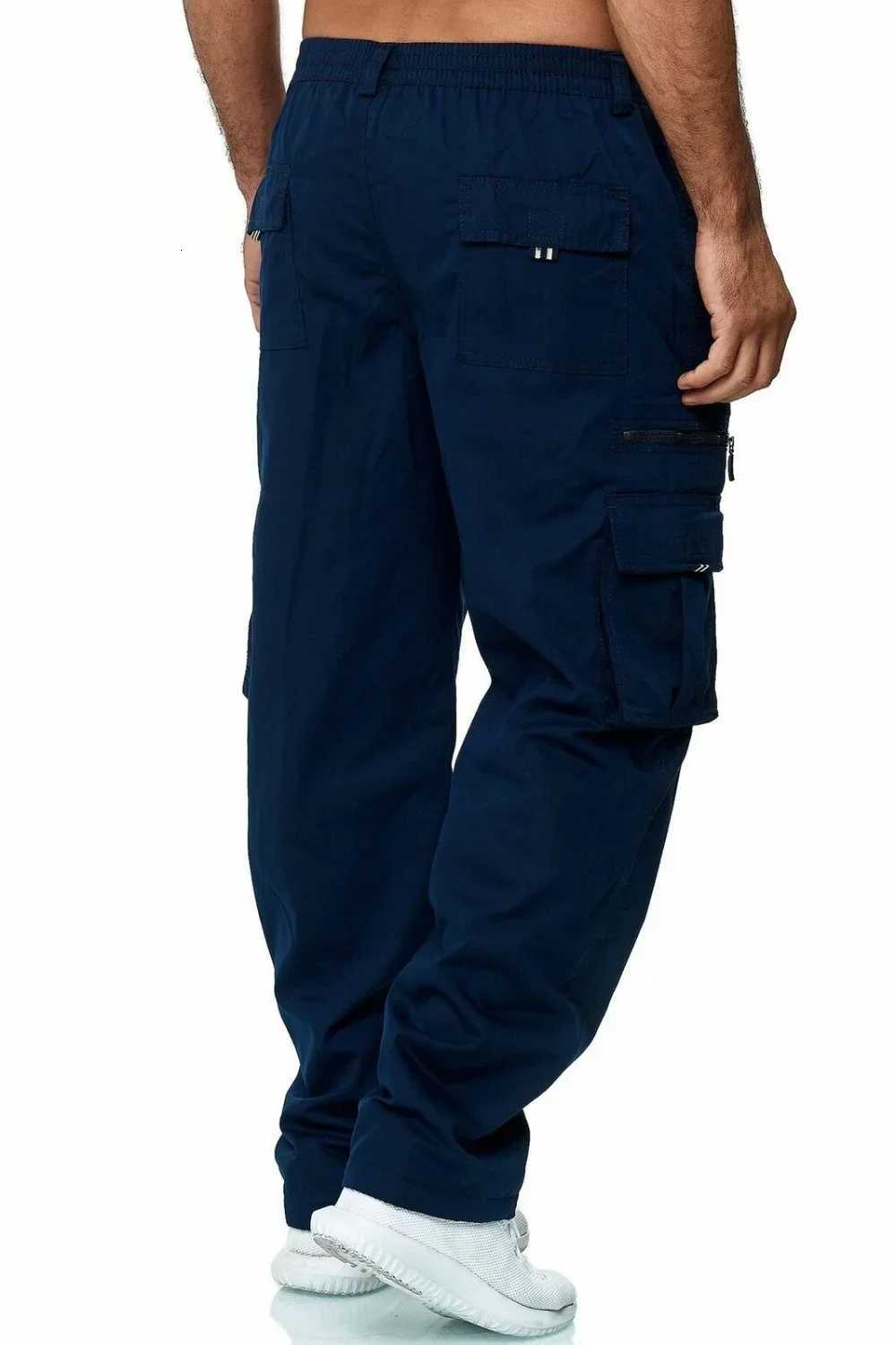 Mens Cargo Trousers Elastic Waist Elastic Multi-pocket Loose Combat Work Pants Outdoor Fitness Sports Casual Pants S-4XL X250812