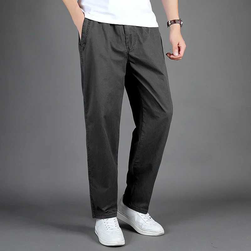 Plus Size Mens Casual Cotton Trousers Loose Straight Pants Multi Pocket Men Long Cargo Pants Mens Jogger Pants Summer Autumn W250812