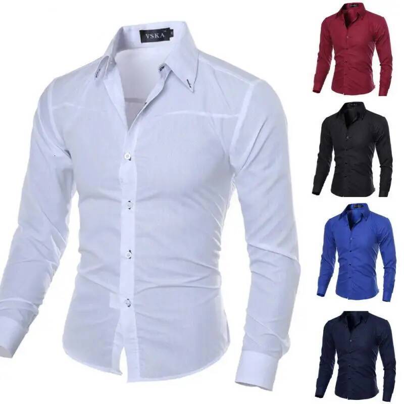 2025 Mens Casual Formal Shirt Spring Summer Slim Fit Business Dress Shirts Male Turn-Down Collar Blouse Men Clothing ddmymarket