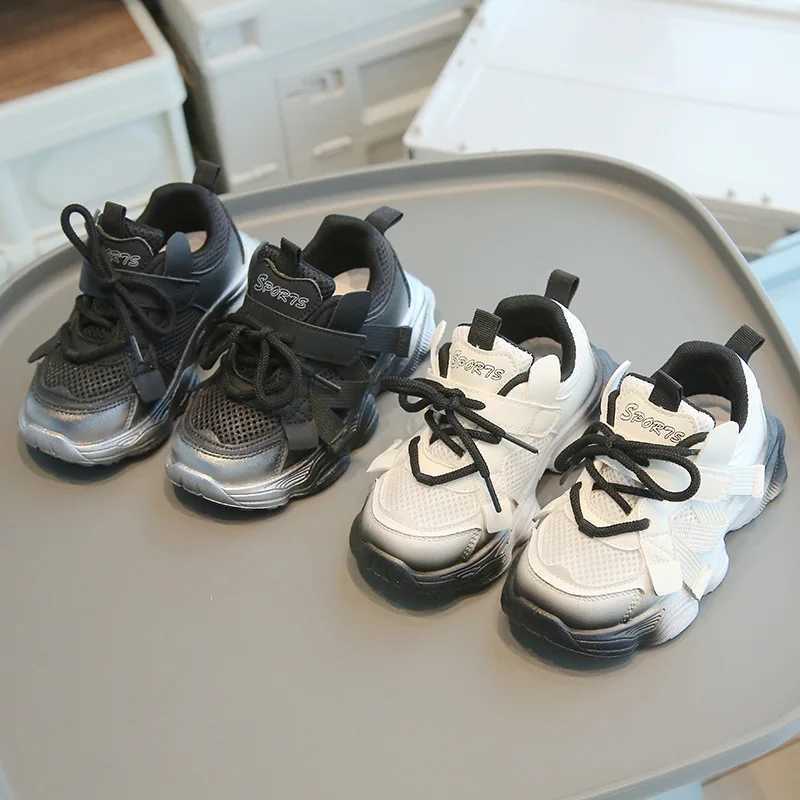 Lace Up Gradient Color Childrens Mesh Breathable Sports Shoes Round Toe Non Slip Unique Fashion Design Soft Thick Sole Shoes M250812