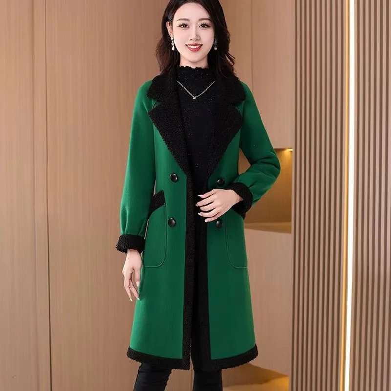 Winter Women Thickening Woollen Overcoat Female Medium Long Styles Wool Blend Jacket Ladies Large Size 4XL Woolen Coat 250805