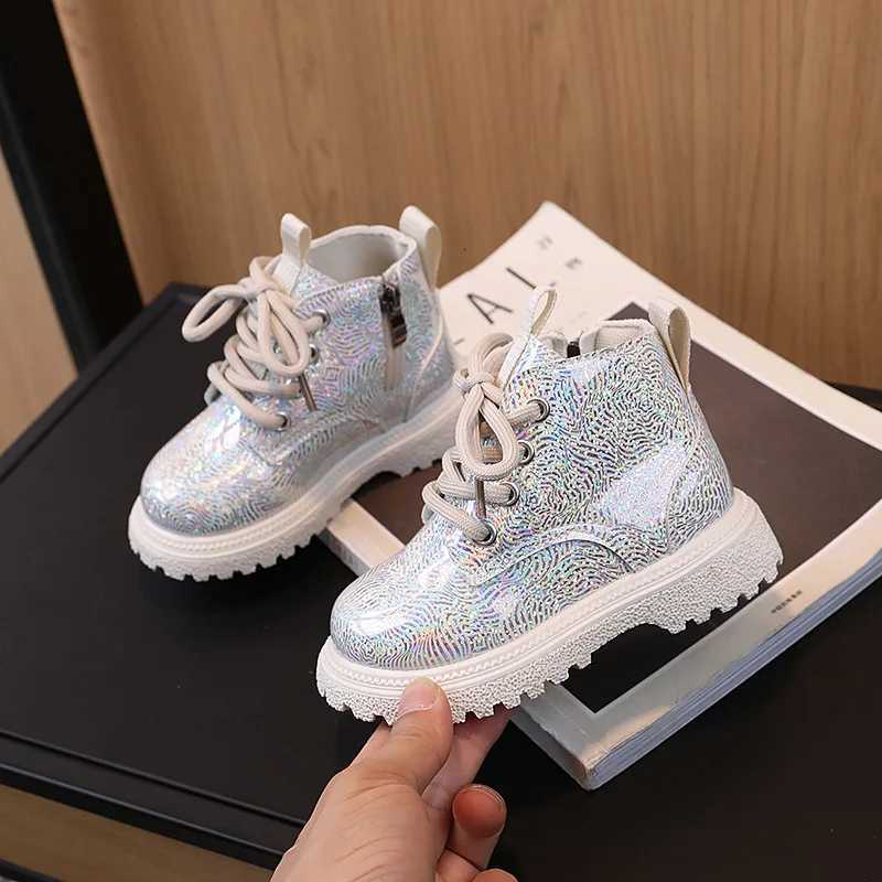 Kids Shoes Boots for Girl Spring Autumn New Toddlers Leather Boots Fashion Glossy Childrens Platform Ankle Boots Side Zipper XJ250812