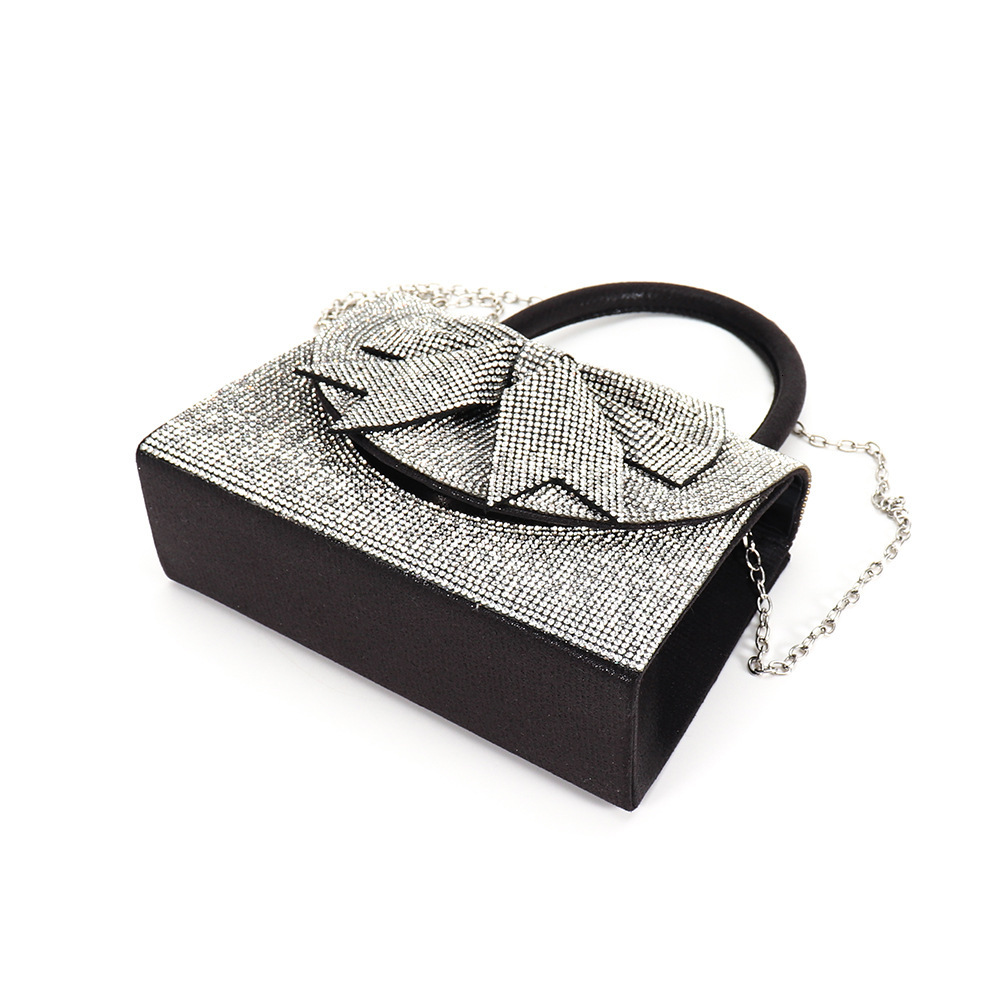 2025 Autumn New Women's Shoulder Bag, Solid Color Water Diamond Decorative Banquet Side Handbag, Designer Bag, Women's Crossbody Bag