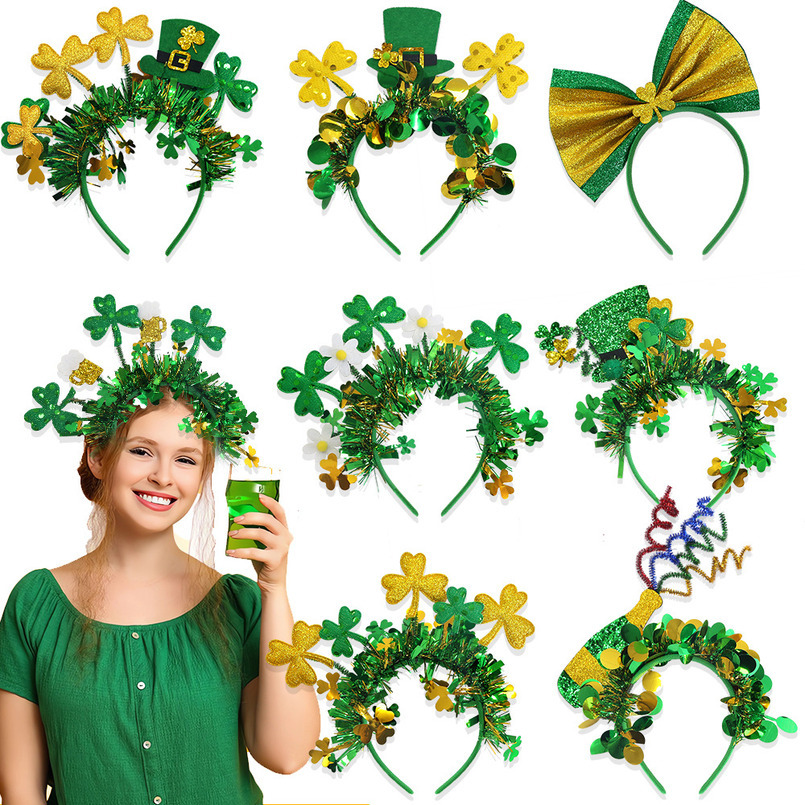St. Patrick's Day Clover Color Stripe Irish Festival Carnival Party Hairband Bowknot Hat Headband