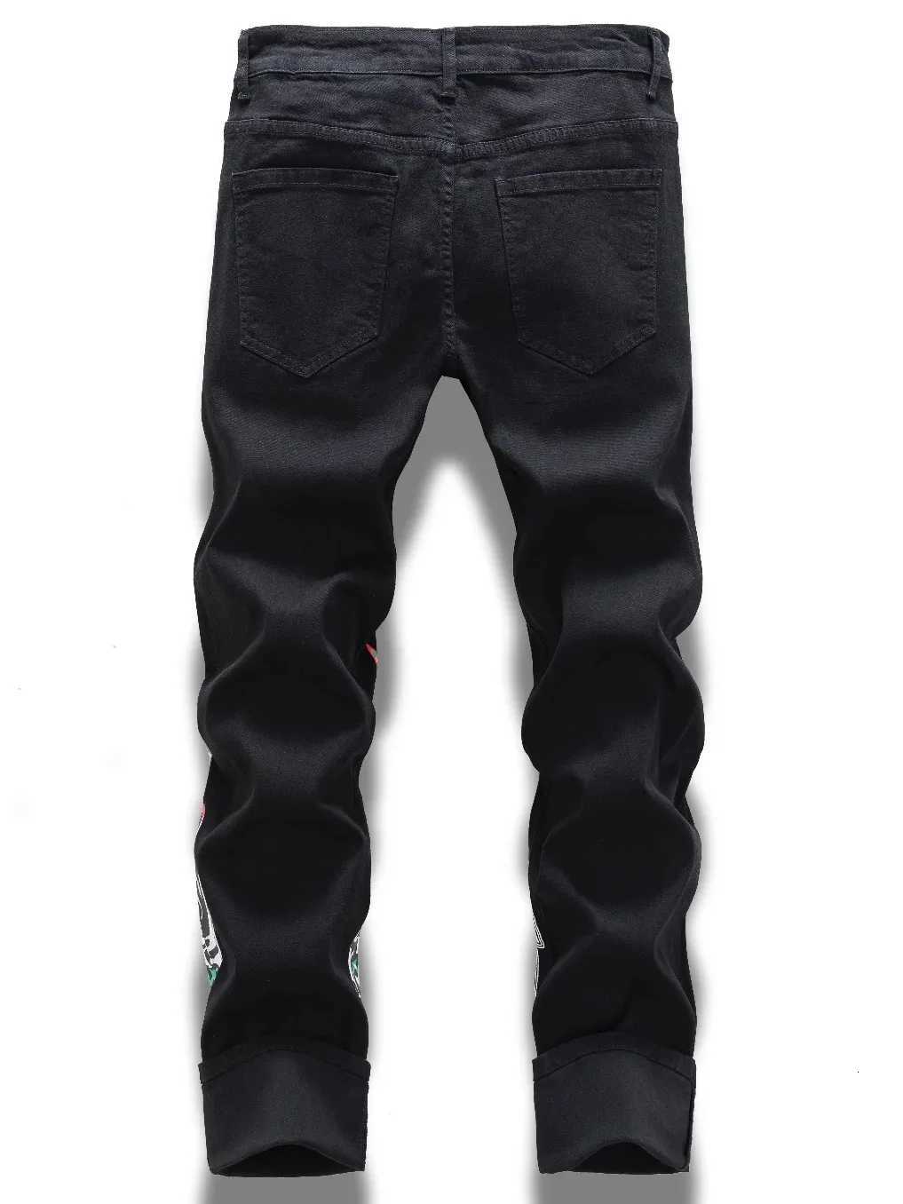European and American new vintage pocket printed black jeans for men X250812