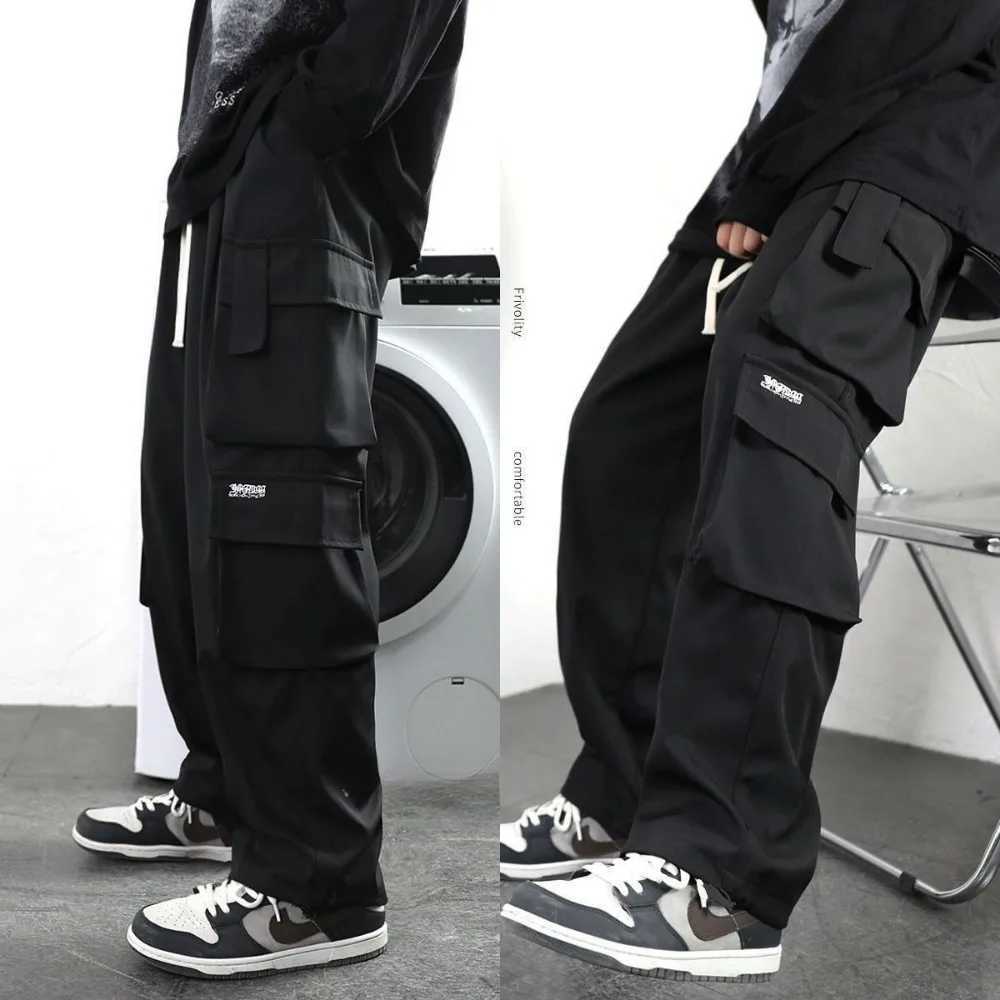 Harajuku Oversized Cargo Parachute Pants Men Streetwear Vintage Y2k Hip Hop Wide Leg Joggers Baggy Casual Sweatpants Techwear X250812