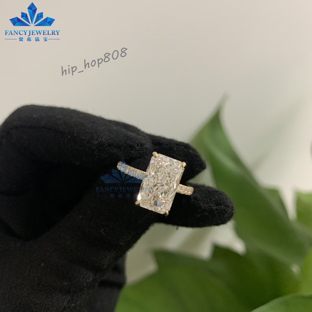 Custom 14K 18K Gold 2CT 3CT 5CT Radiant Cut D VS1 VVS1 GIA IGI Certified Lab Grown Diamond Engagement Wedding Ring for Women